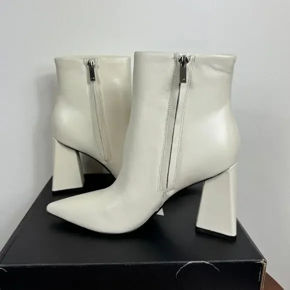 New Marc Fisher LTD Kulika Pointed Toe Bootie in Ivory Leather Women's Size 7.5 - Picture 6 of 9